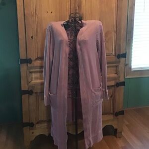 Ladies 1 X Mauve Long open sweater